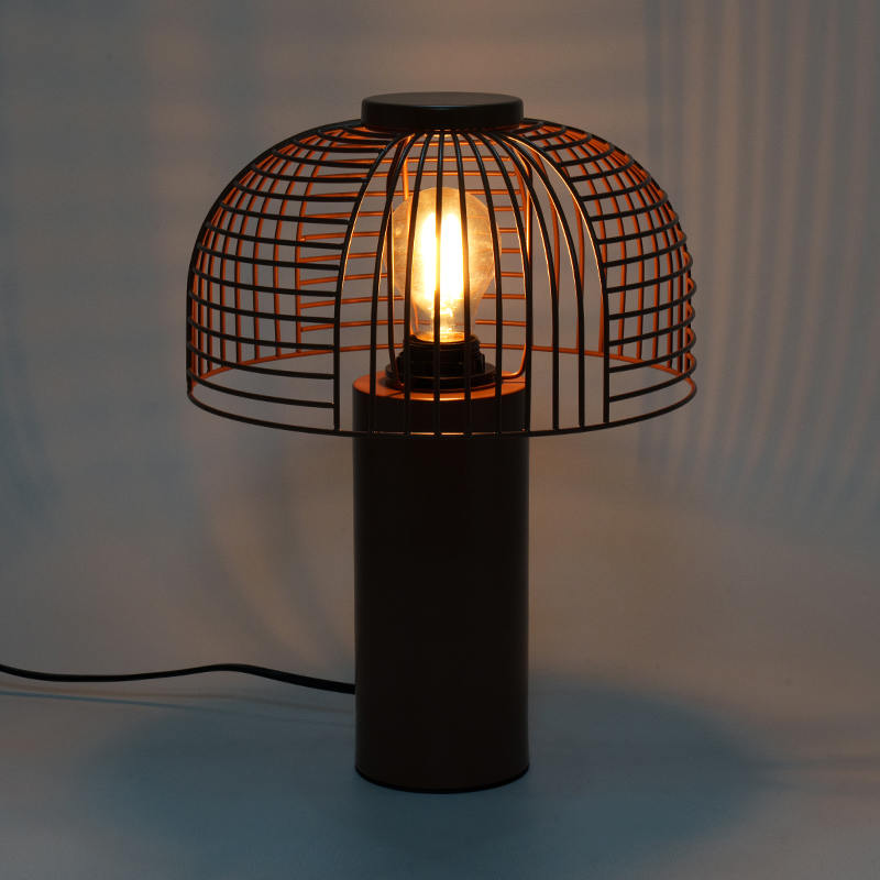Black Bird Cage kopaná železná stolní lampa
